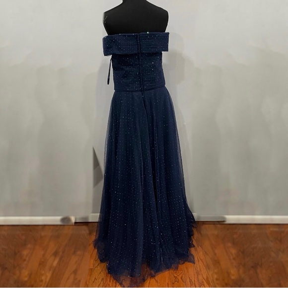 La Femme 28051 Tulle Off the Shoulder Beaded Gown 12 - Picture 3 of 6